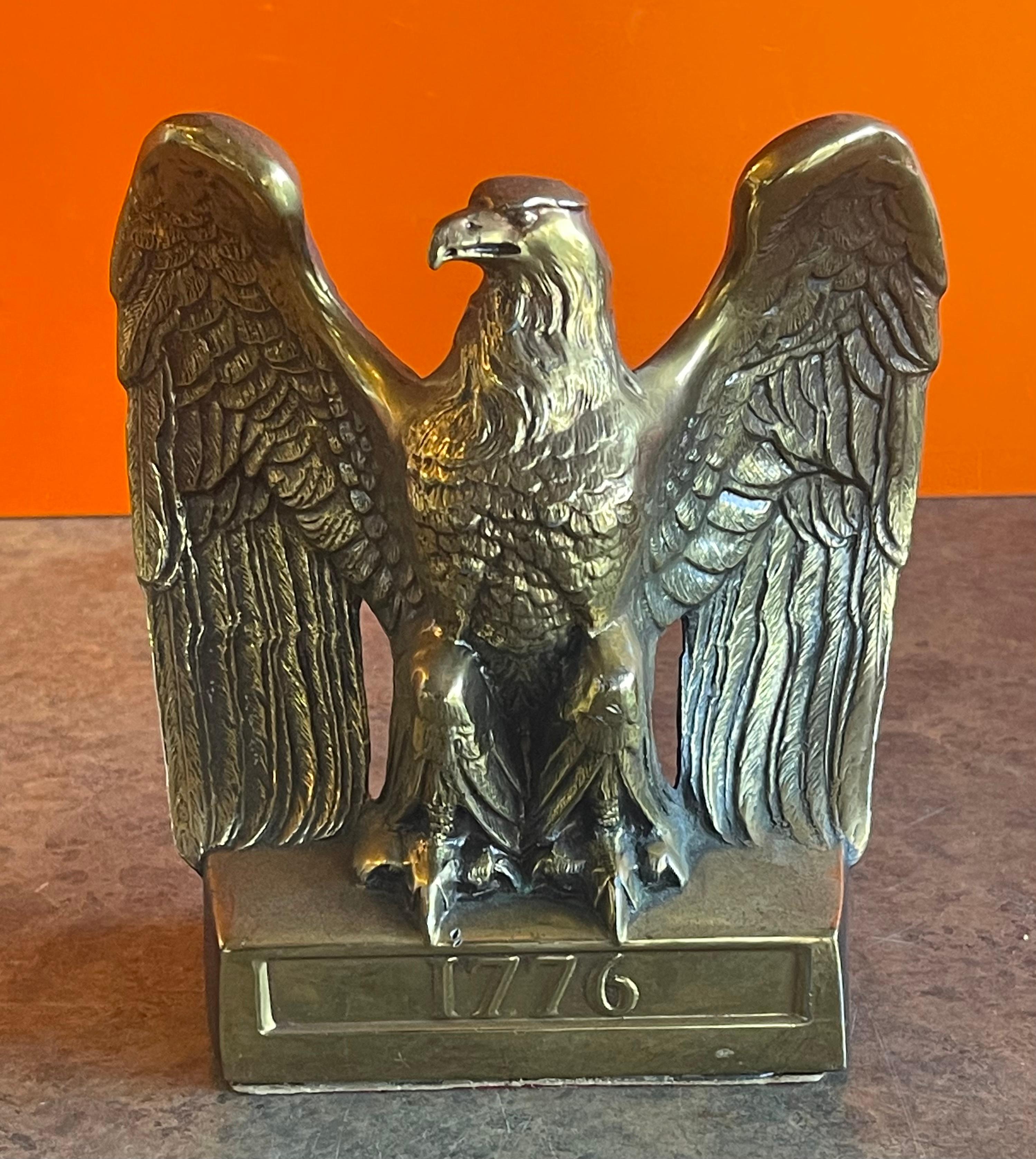 Hand-Carved Pair of Brass American Eagle 