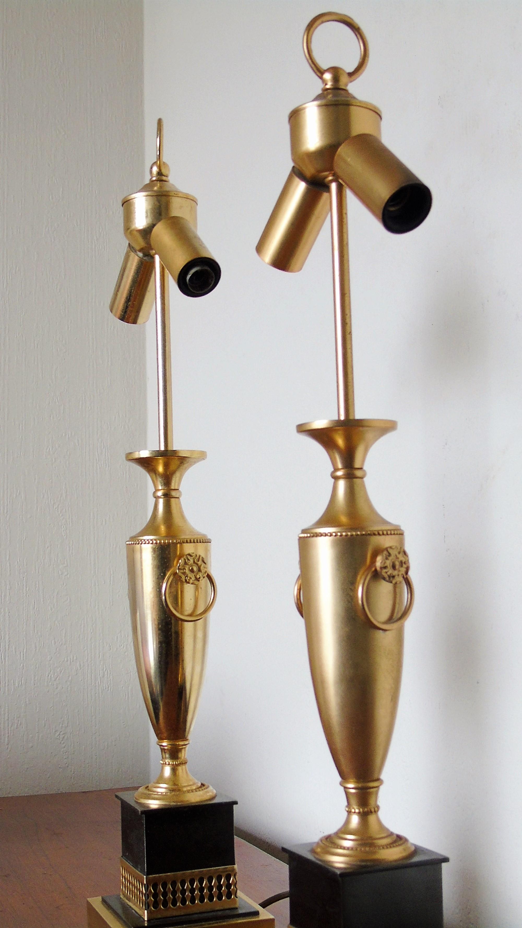 Belgian Pair of Brass Amphora Table Lamps, 1960s
