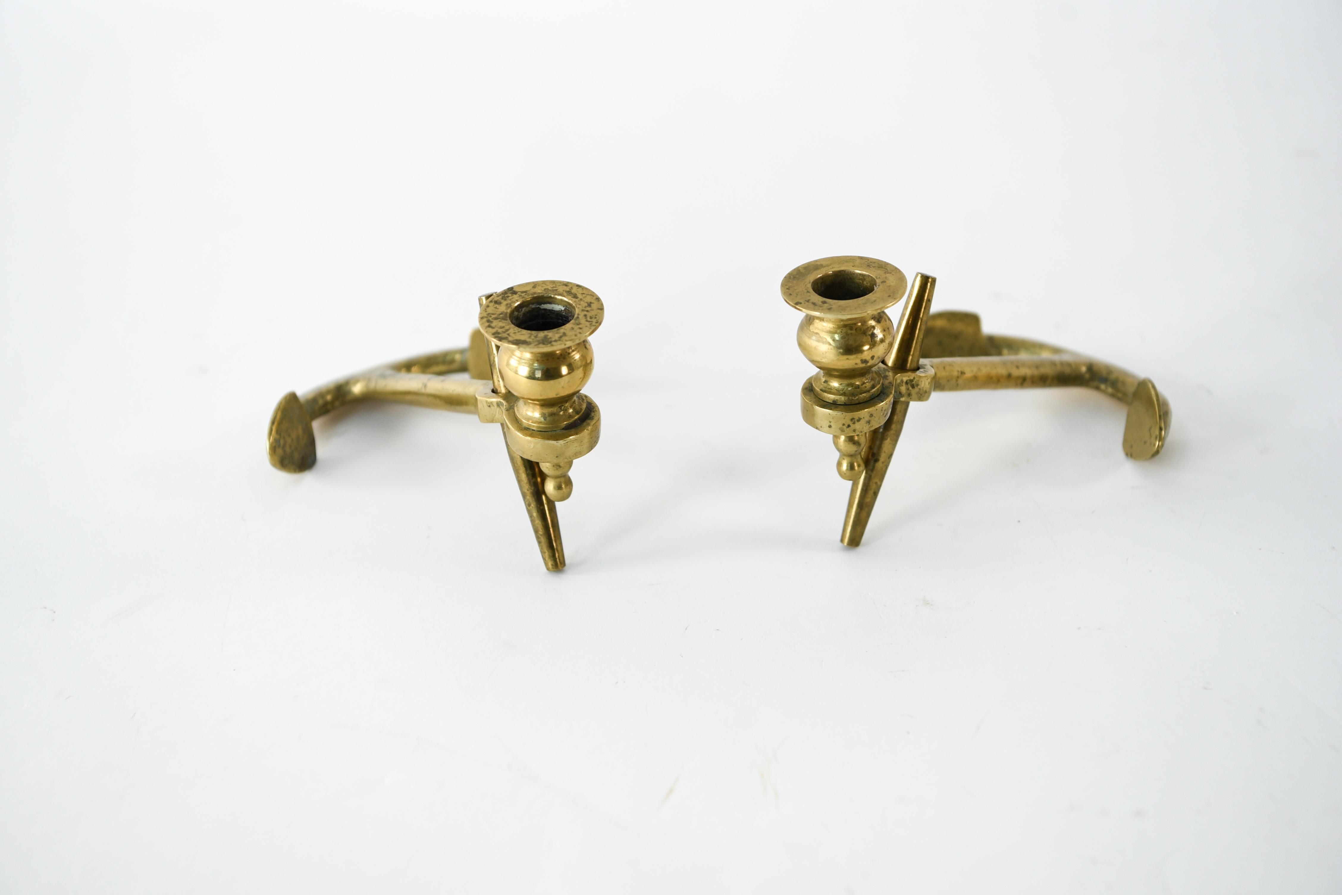 Pair of Brass Anchor Candlesticks 4