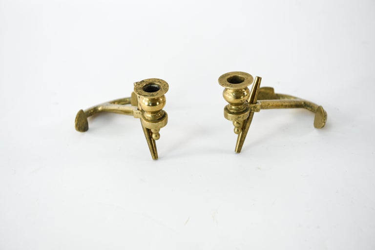 Pair of Brass Anchor Candlesticks For Sale at 1stDibs