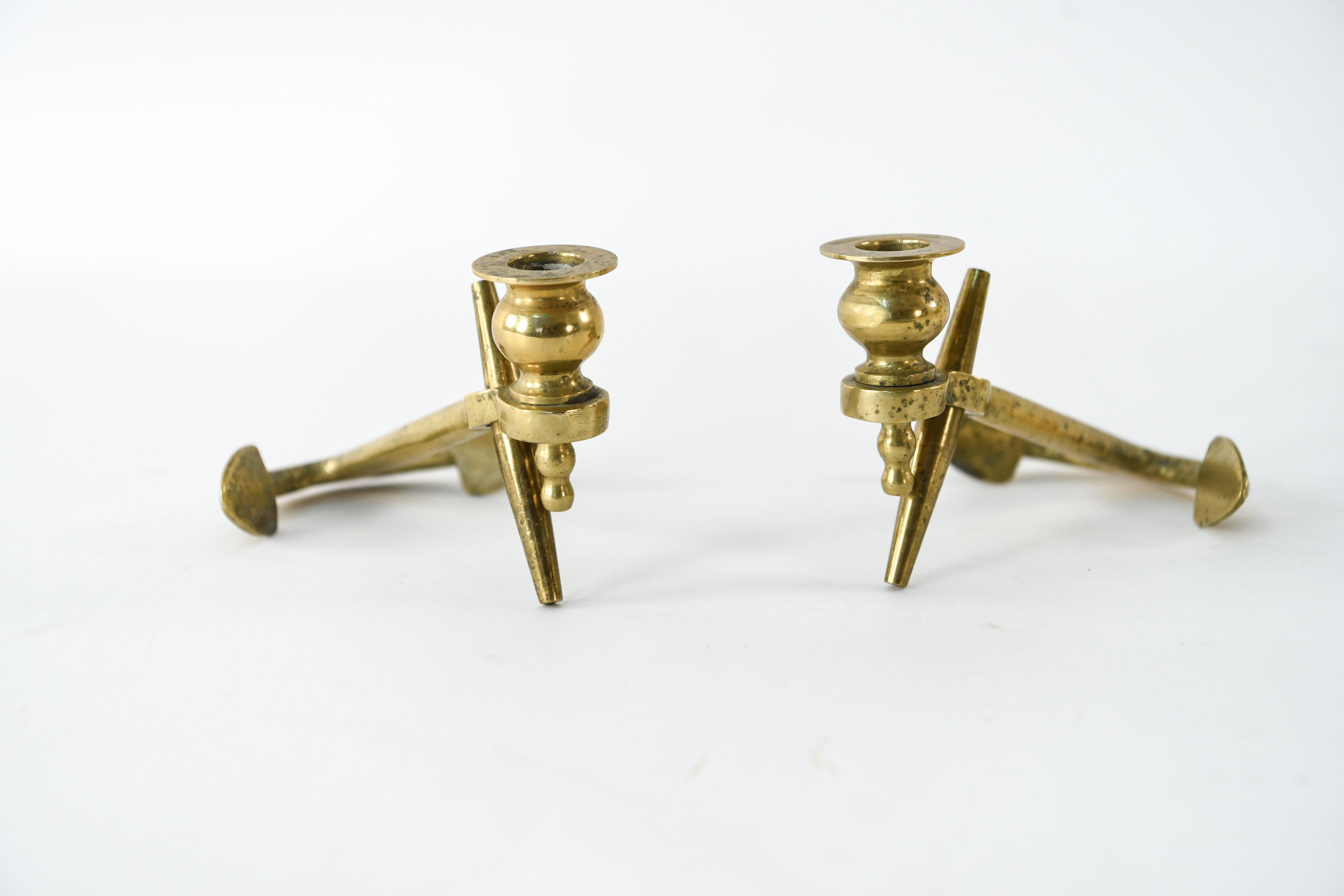 Pair of Brass Anchor Candlesticks 5