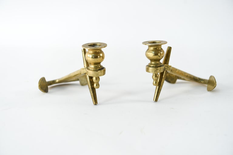 Pair of Brass Anchor Candlesticks For Sale at 1stDibs