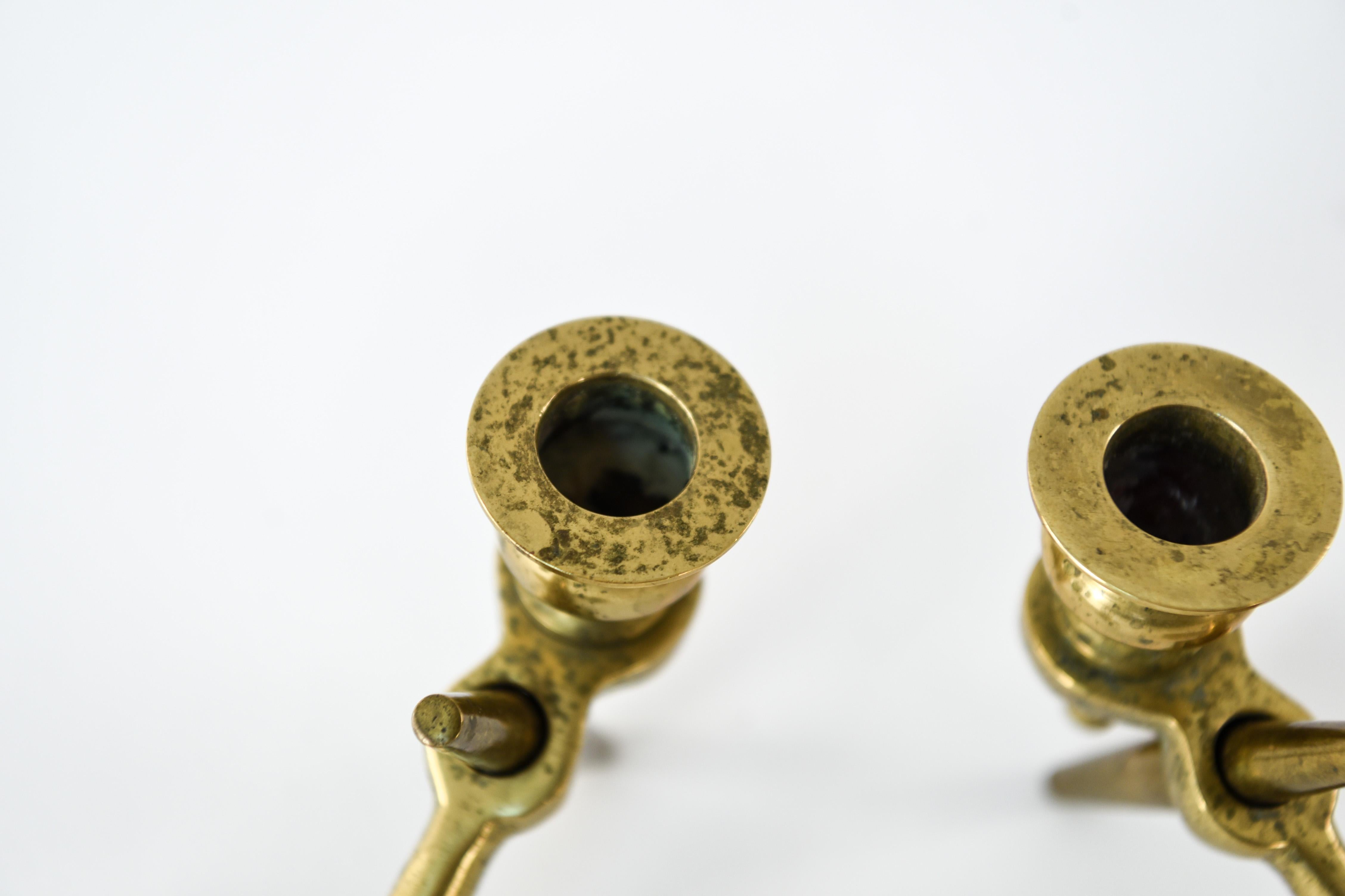 Pair of Brass Anchor Candlesticks 1