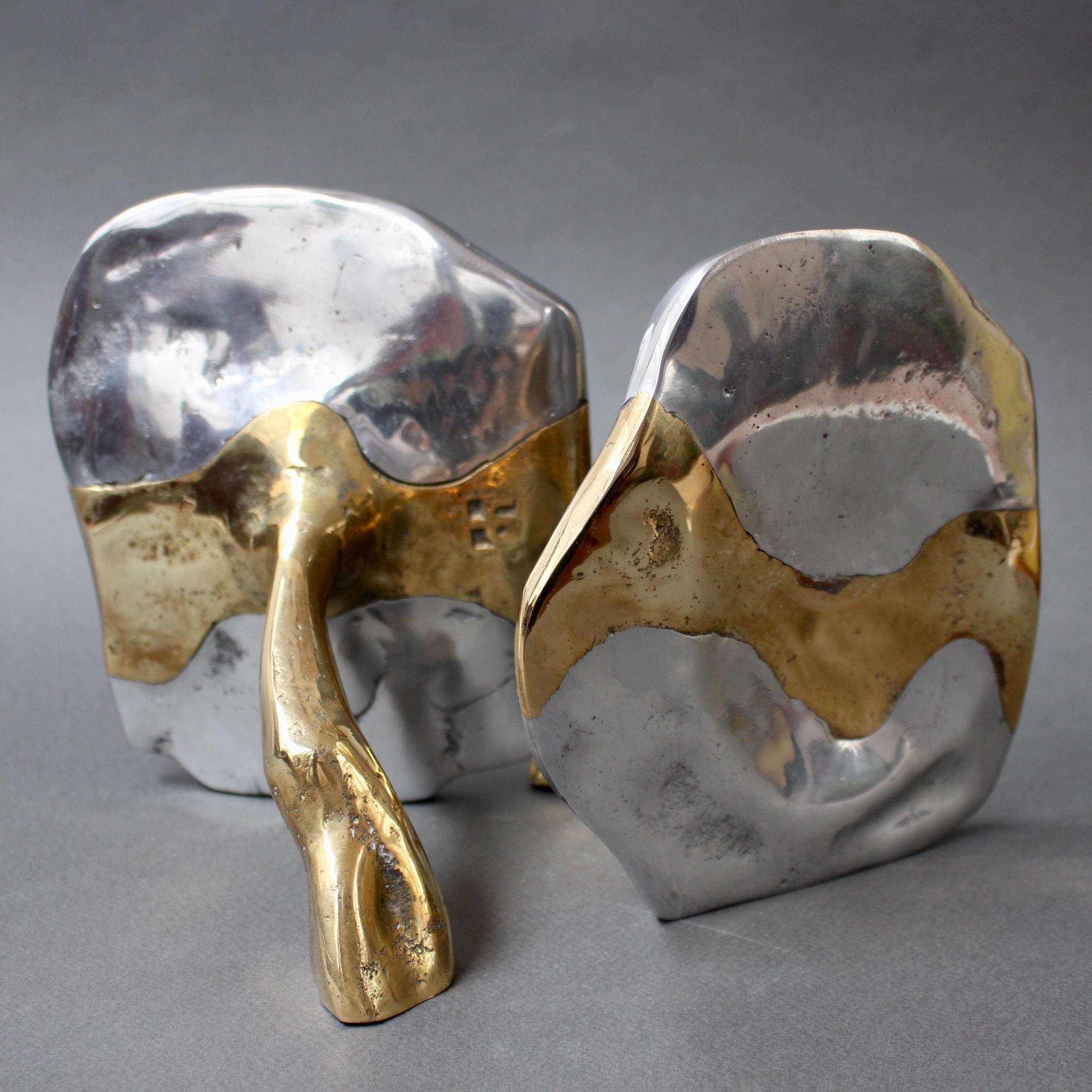 Pair of Brass and Aluminium Brutalist Style Bookends by David Marshall, c. 1980s 5