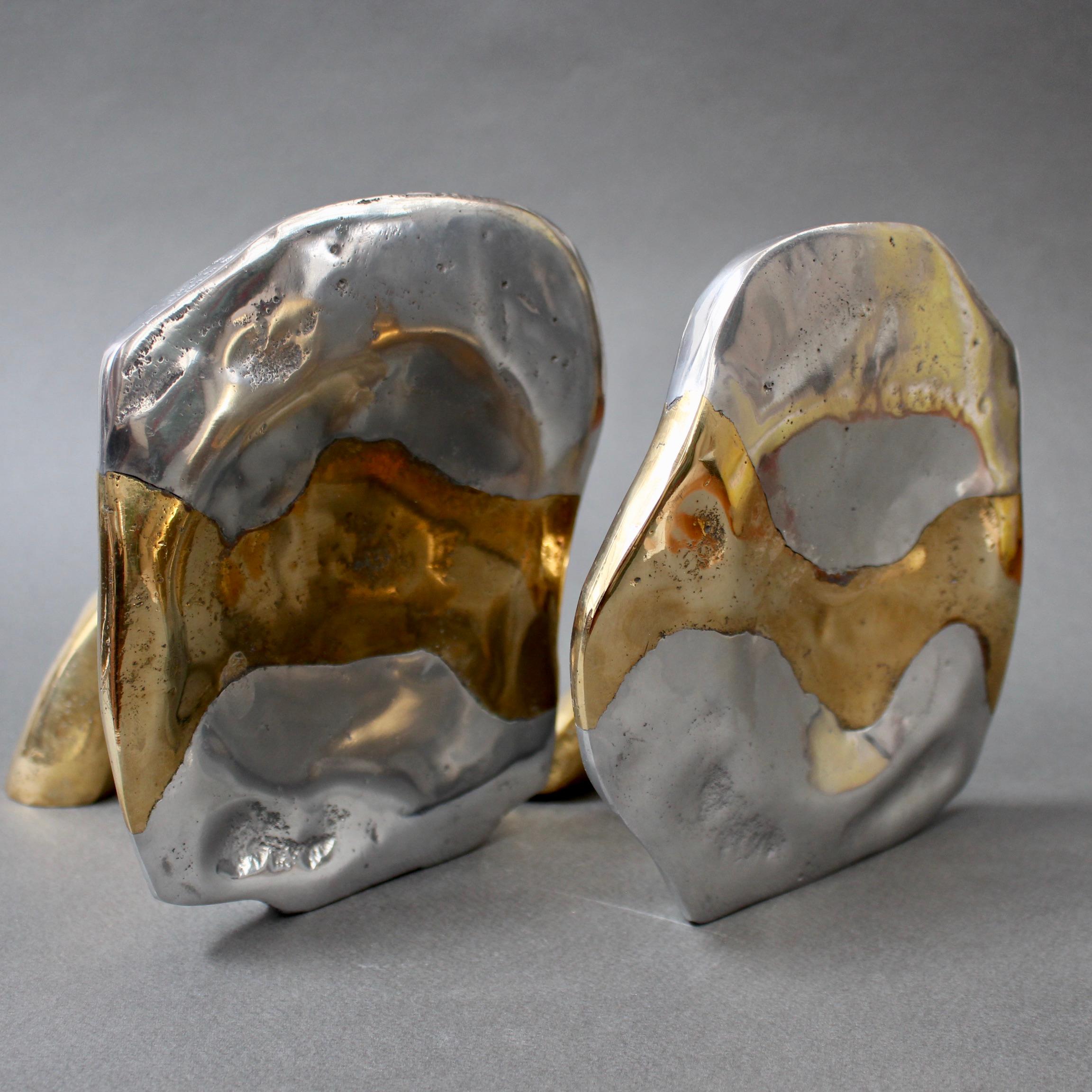 Pair of Brass and Aluminium Brutalist Style Bookends by David Marshall, c. 1980s 7