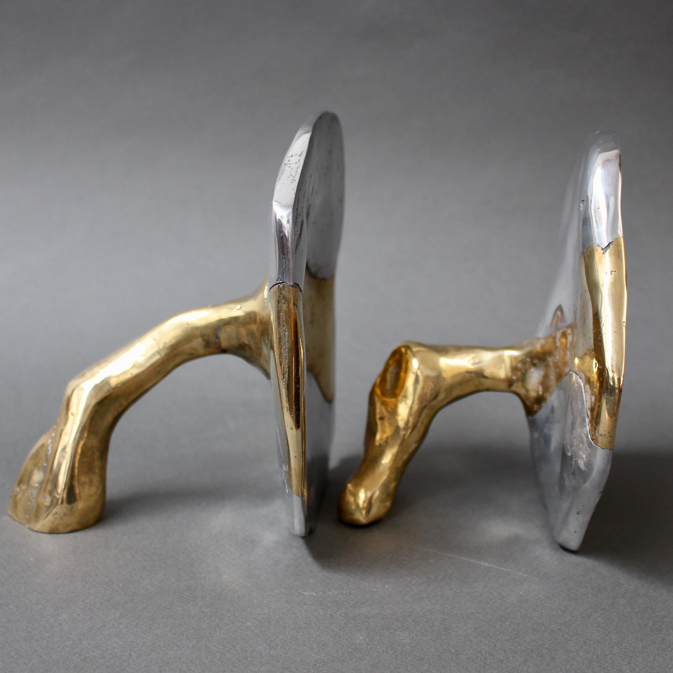 Pair of Brass and Aluminium Brutalist Style Bookends by David Marshall, c. 1980s 8