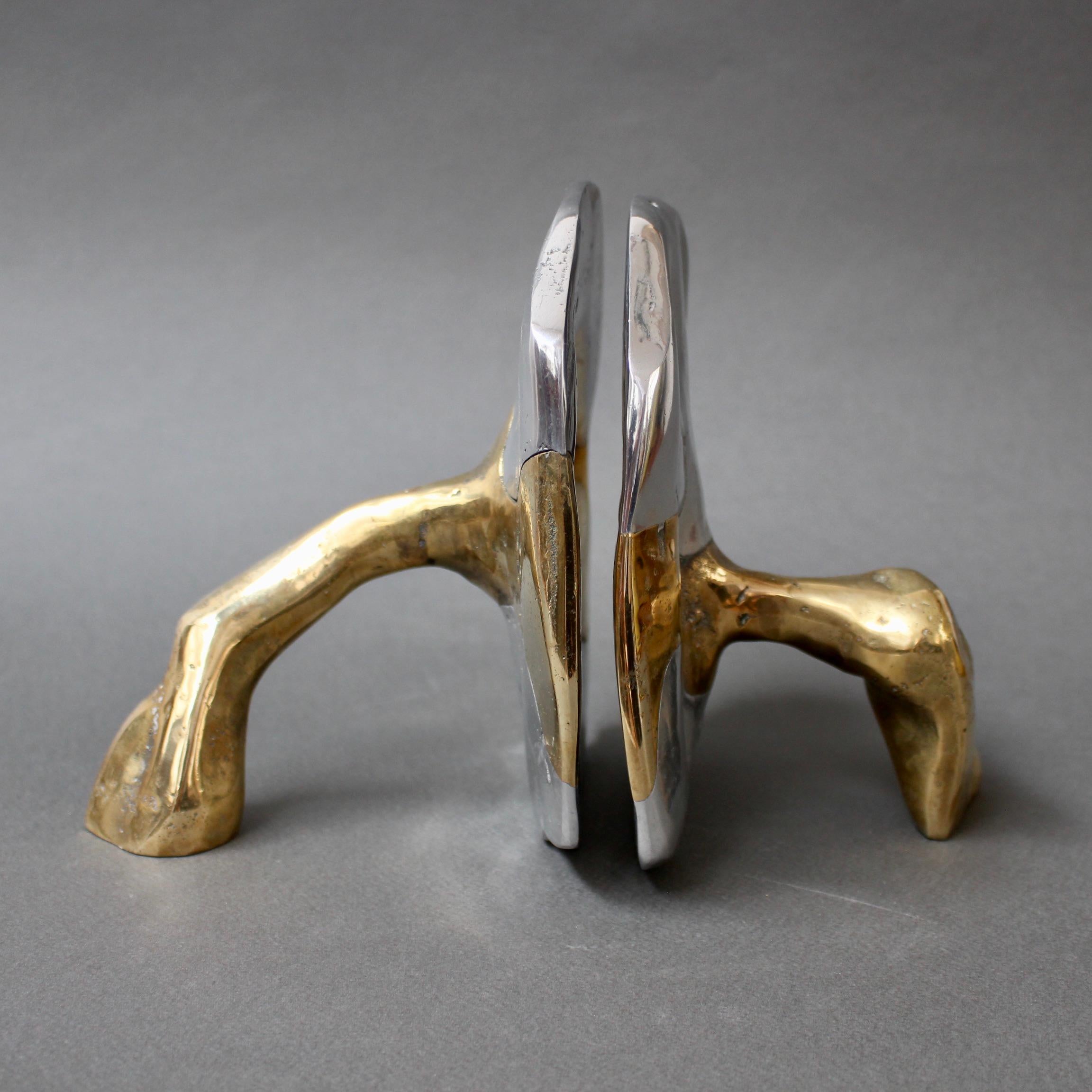 Pair of Brass and Aluminium Brutalist Style Bookends by David Marshall, c. 1980s 9