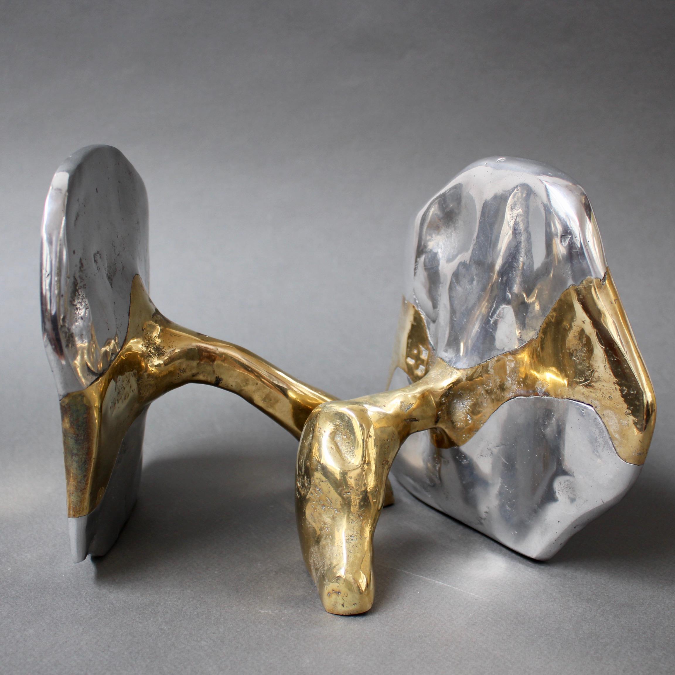 Pair of Brass and Aluminium Brutalist Style Bookends by David Marshall, c. 1980s 1