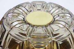 Pair of Brass and Amber Glass Sconces or Flushmount by Limburg, Germany, 1960s