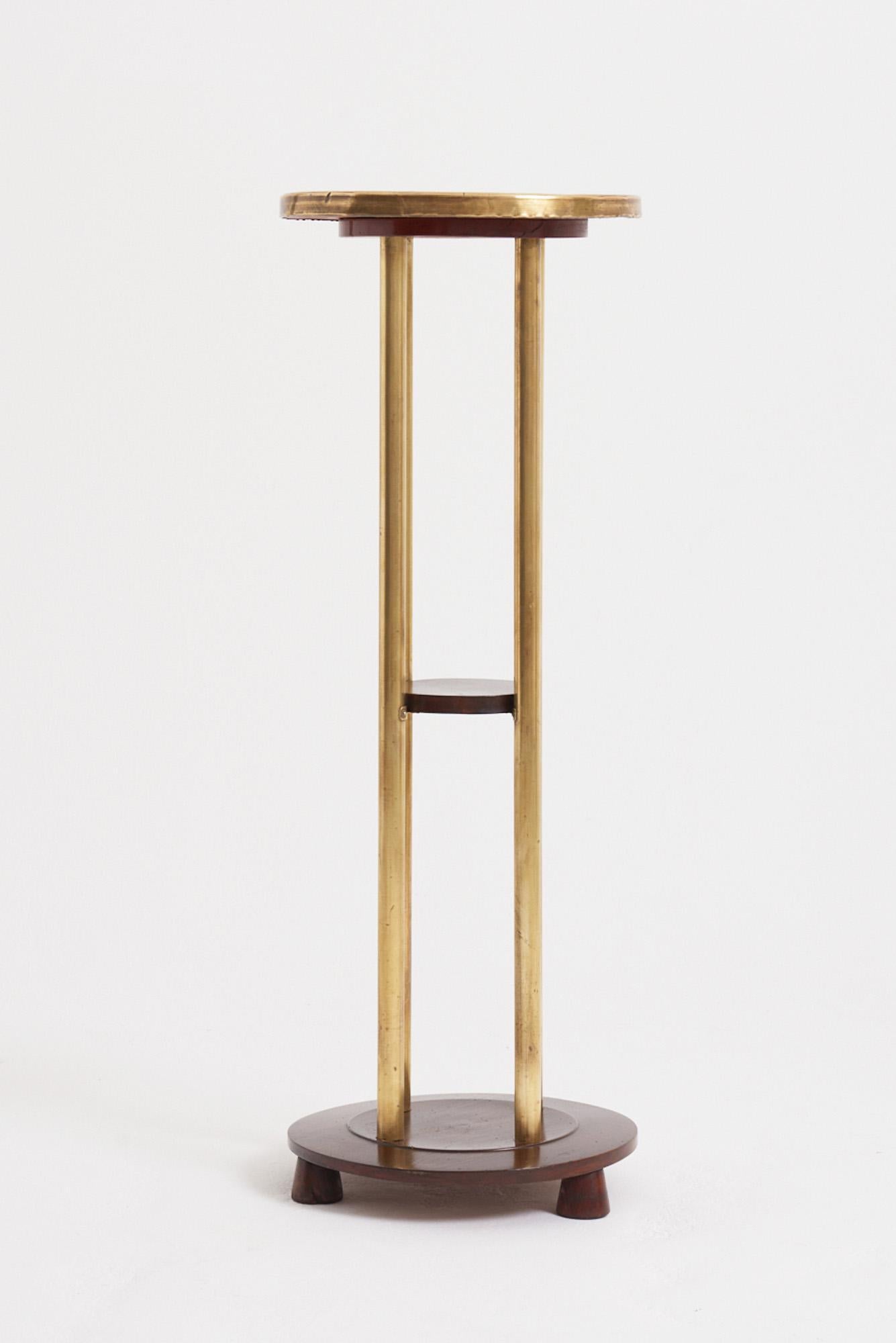 Pair of Brass and Beech Pedestals In Good Condition For Sale In London, GB