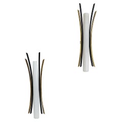 Pair of Brass and Black Lacquered Sconces for Brendel & Loewig, Berlin, 1950s