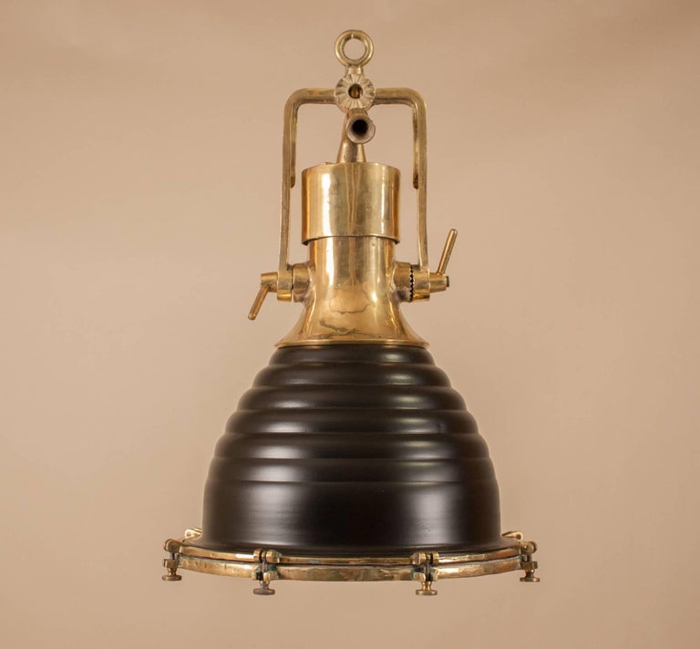 Pair of Brass and Black Nautical Ship's Pendant Lights at 1stDibs ship pendant light, nautical