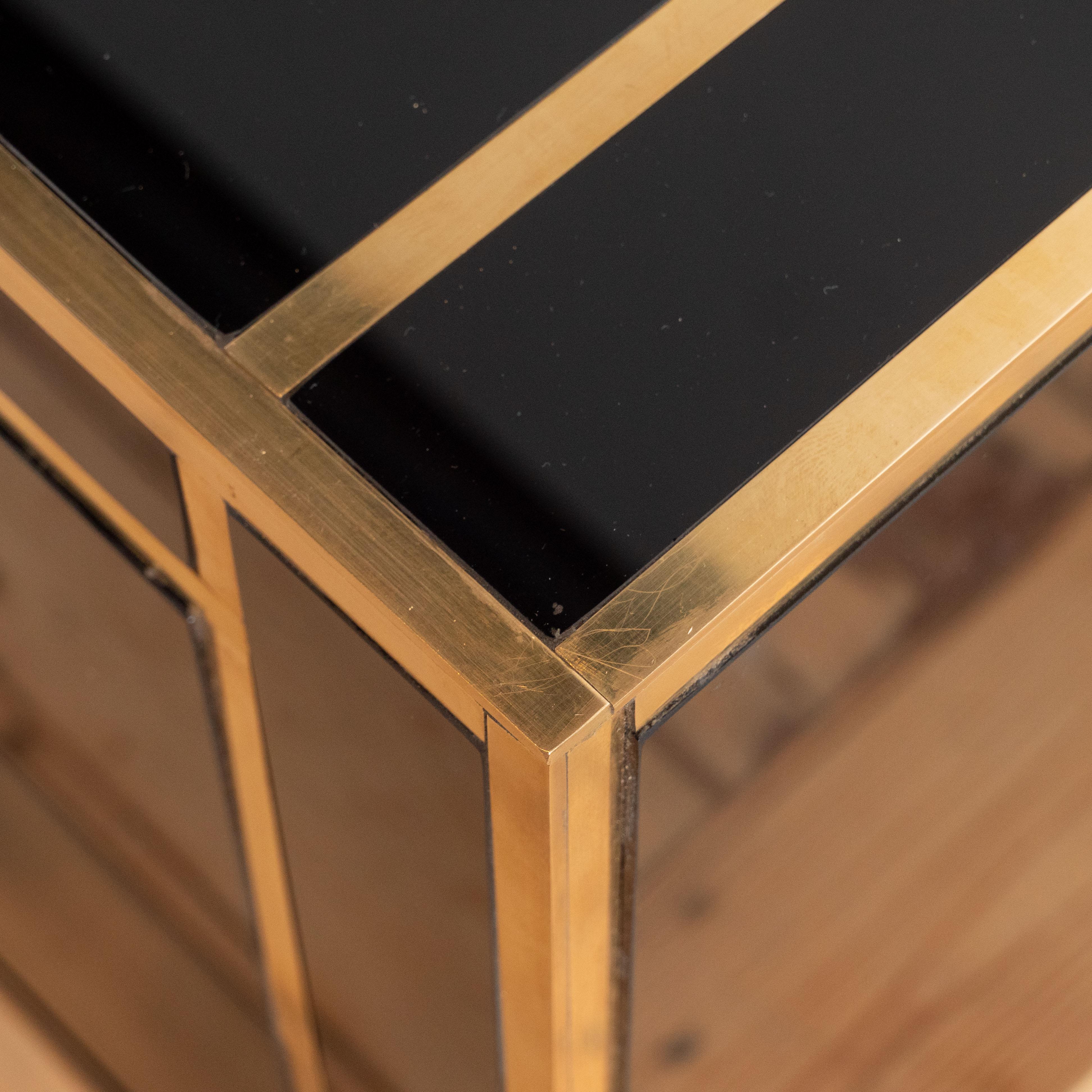 Pair of Brass and Black Tinted Glass Commodes or Chest of Drawers, Italy, 2019 8