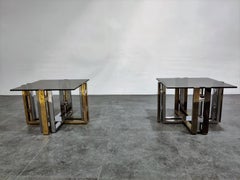 Pair of Brass and Chrome Coffee Table, 1970s
