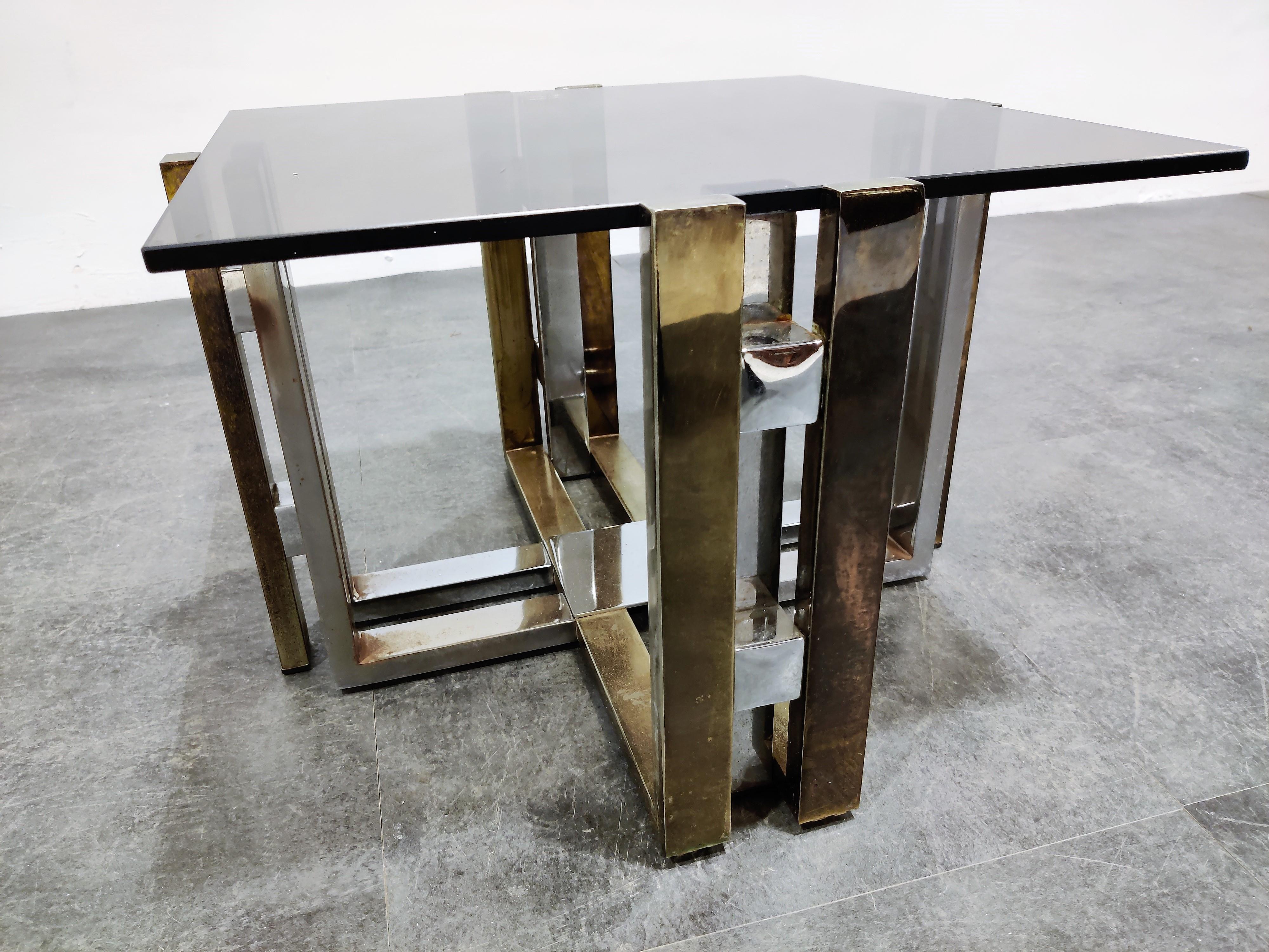 Pair of Brass and Chrome Coffee Table, 1970s 1