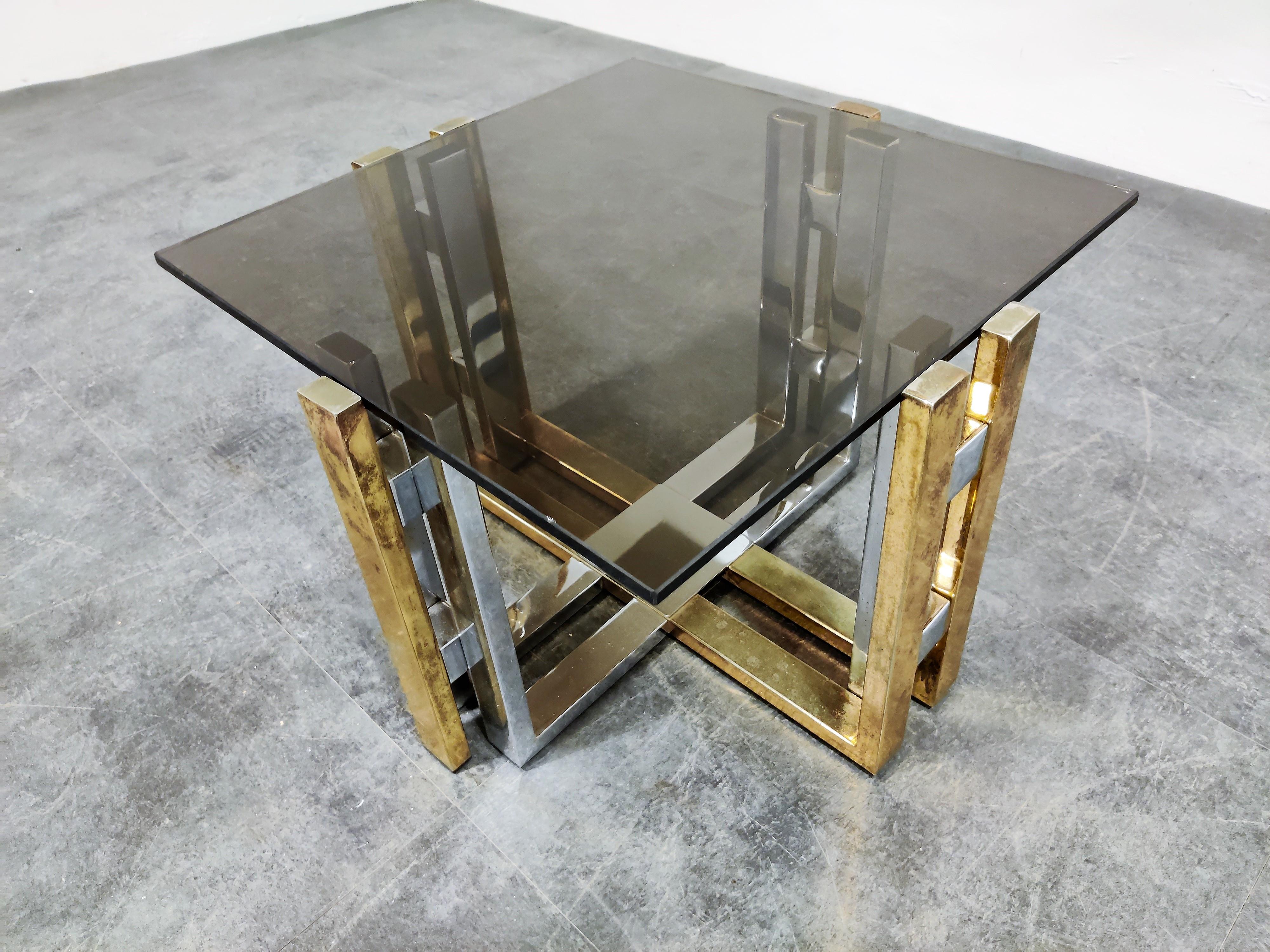 Pair of Brass and Chrome Coffee Table, 1970s 2