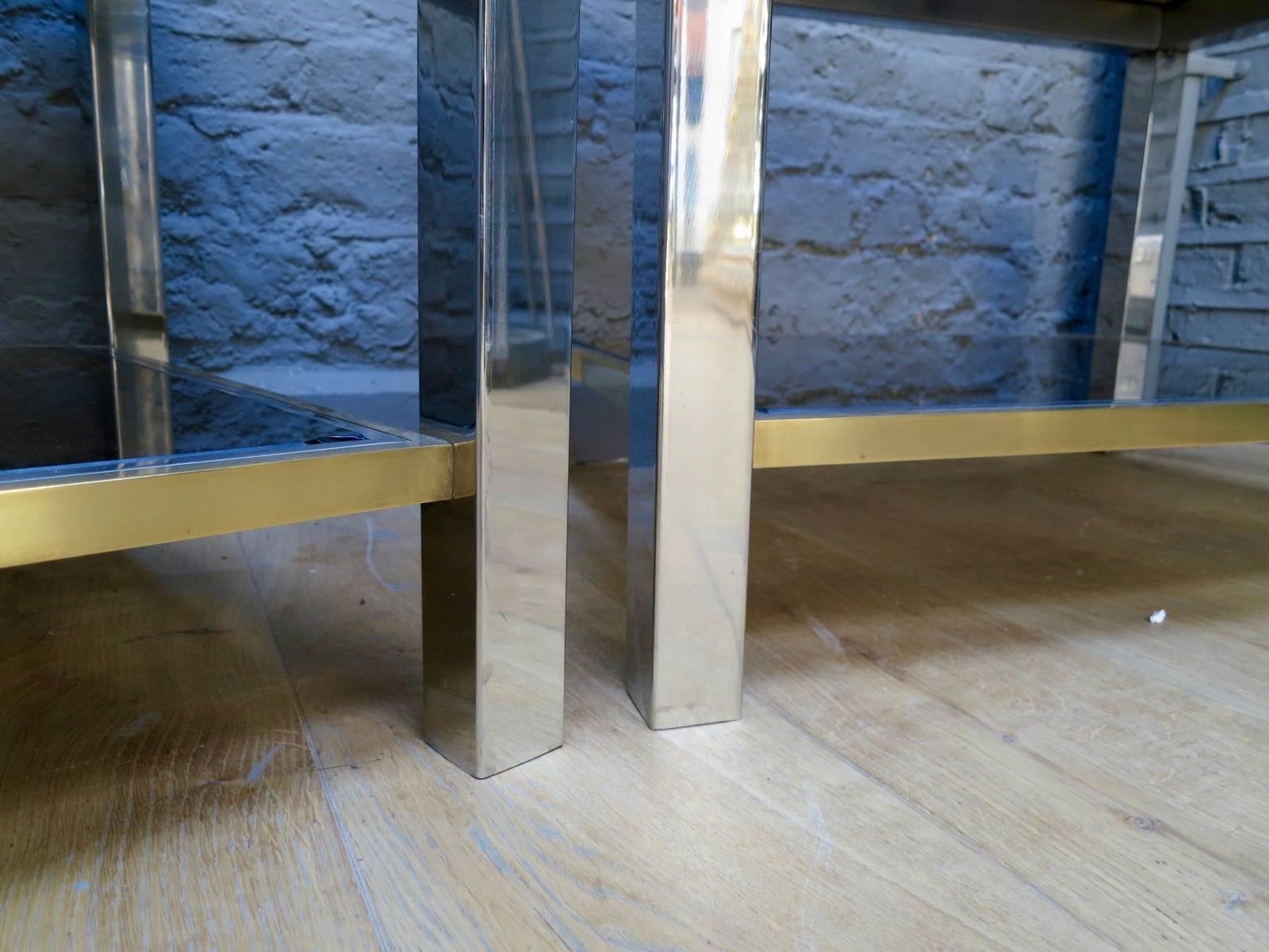 Pair of Brass and Chrome End Tables by Jean Charles In Good Condition In London, GB