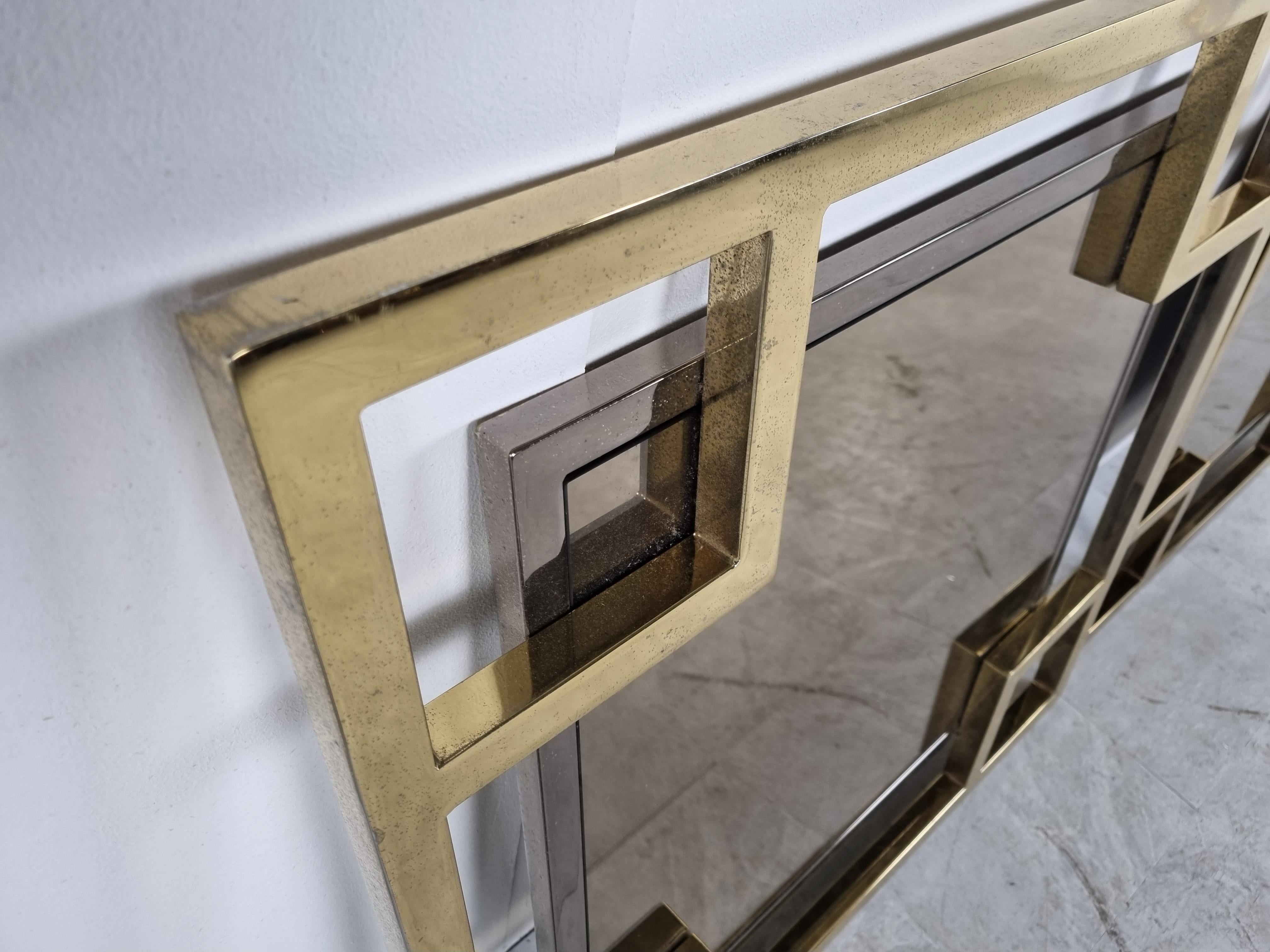 Pair of brass and chrome mirrors by Belgochrom, 1970s 1