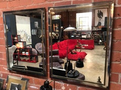 Pair of Brass and Chrome Mirrors by Willy Rizzo, Italy, 1970s