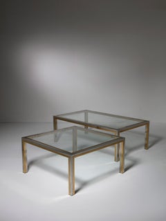 Pair of Brass and Chrome Romeo Rega Style Coffee Tables, Italy, 1970s