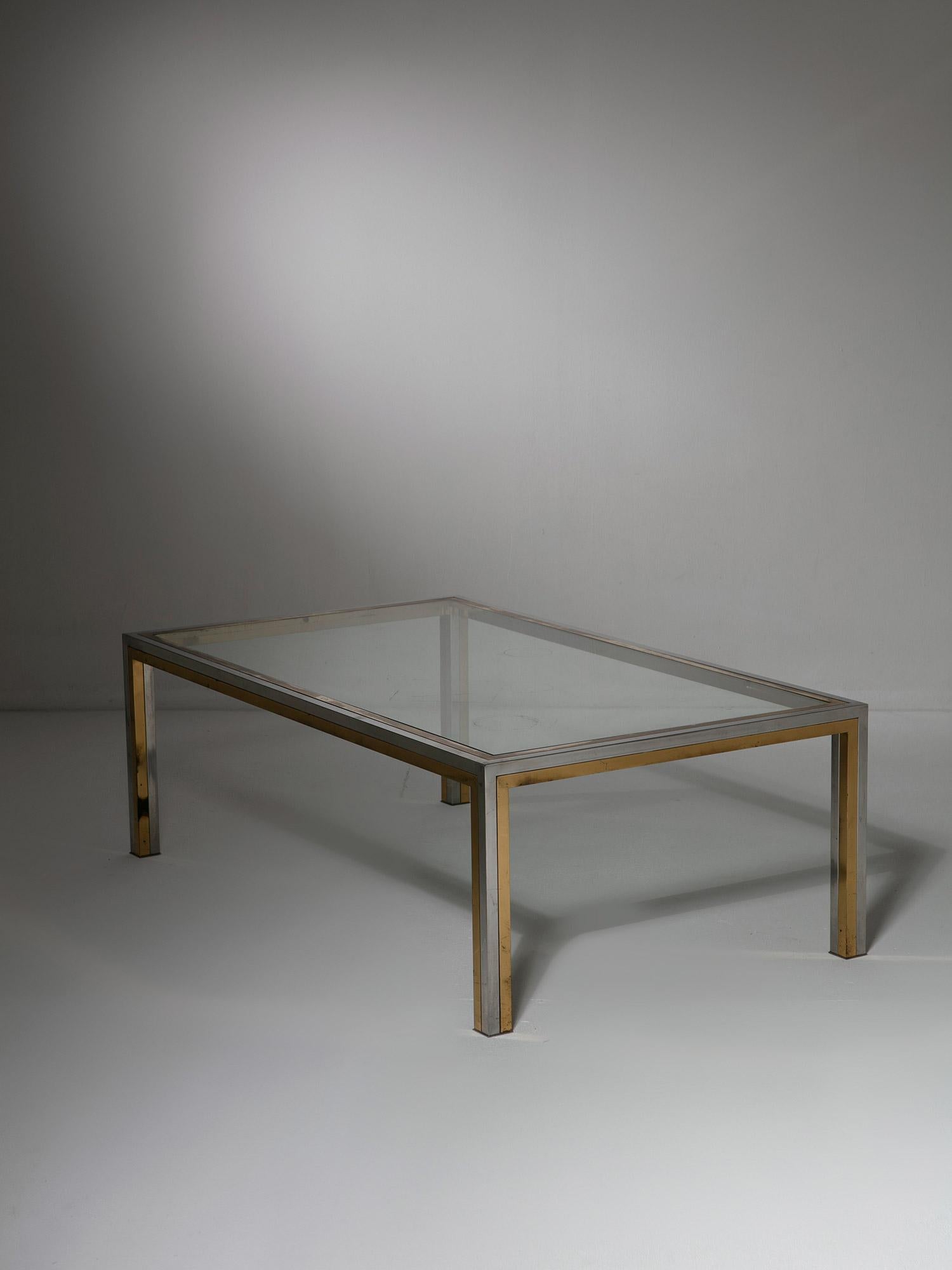 Ein Paar Couchtische im Romeo Rega Stil aus Messing und Chrom, Italien, 1970er Jahre im Zustand „Relativ gut“ im Angebot in Milan, IT