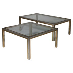 Ein Paar Couchtische im Romeo Rega Stil aus Messing und Chrom, Italien, 1970er Jahre