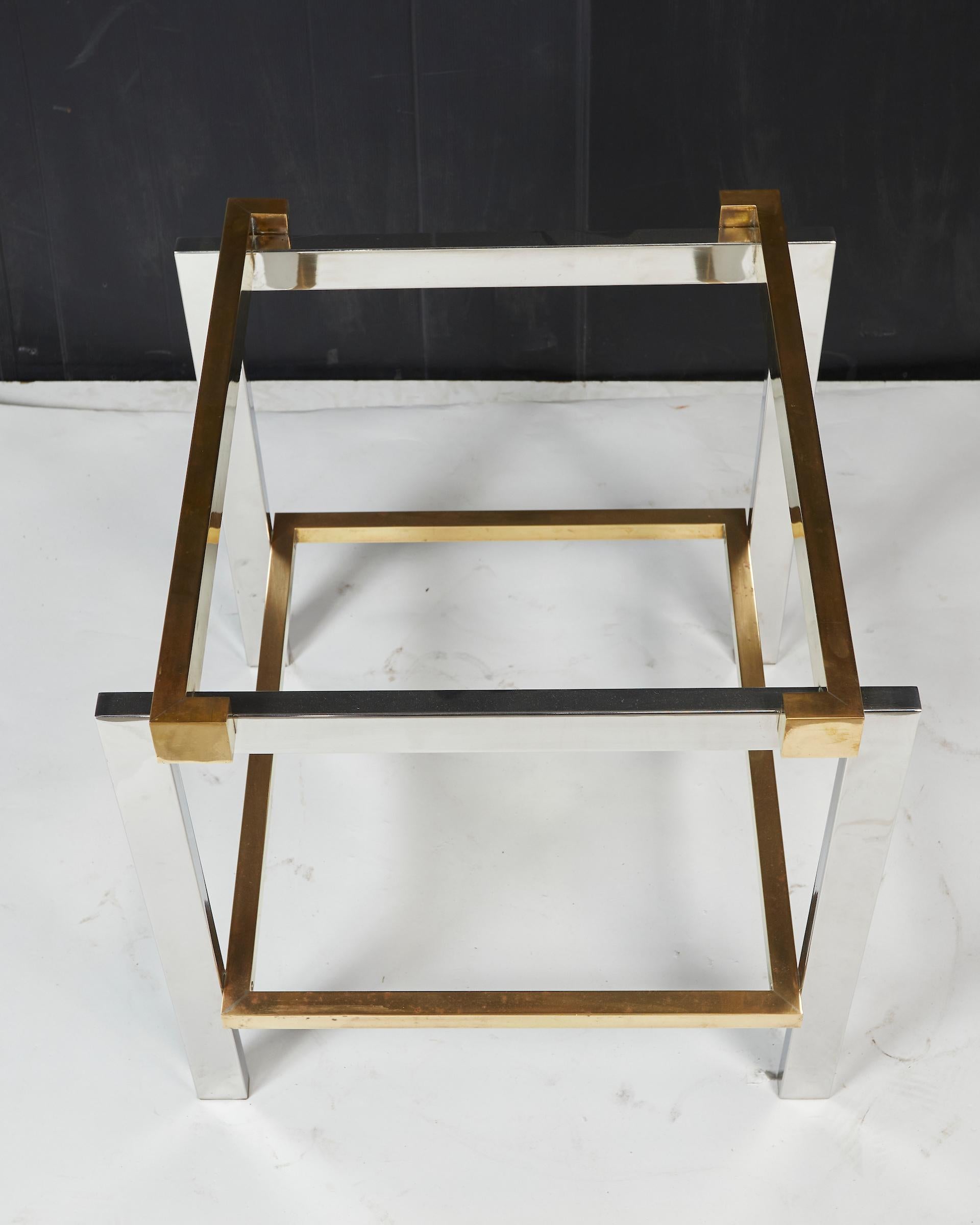 Pair of Brass and Chrome Side Tables by Romeo Rega In Good Condition For Sale In Montreal, QC
