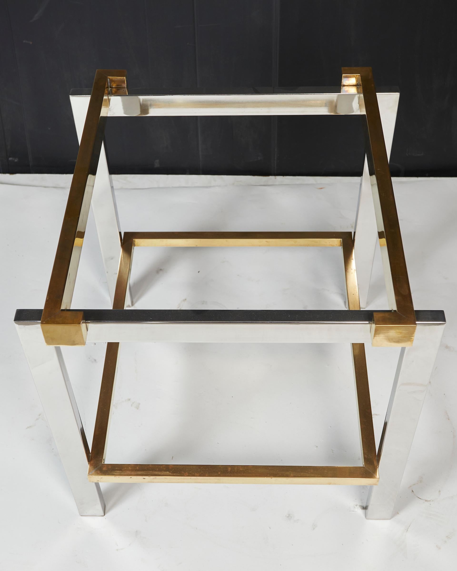 Pair of Brass and Chrome Side Tables by Romeo Rega For Sale 1