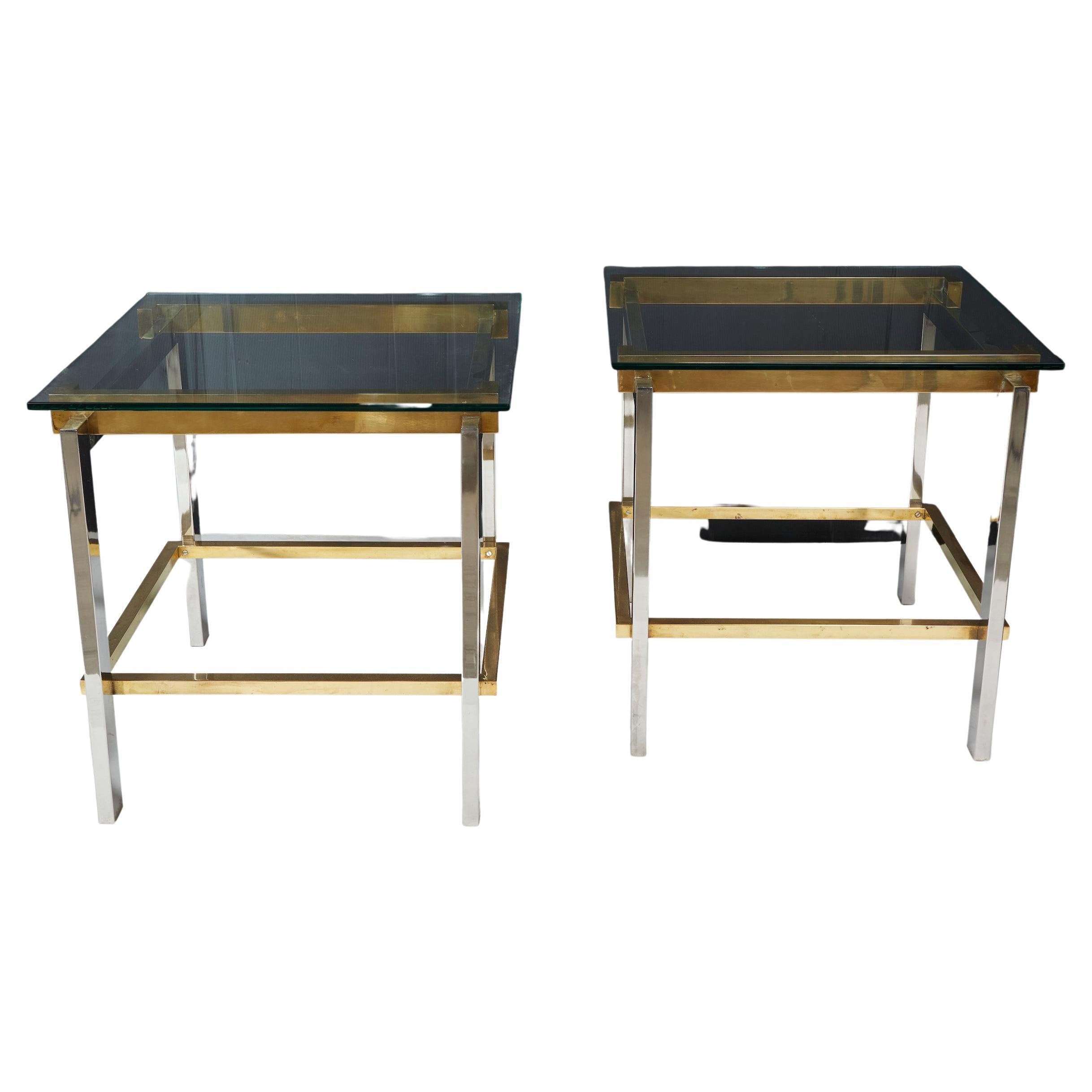 Pair of Brass and Chrome Side Tables by Romeo Rega