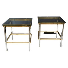 Pair of Brass and Chrome Side Tables by Romeo Rega