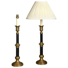 Pair of Brass and Cold Painted Steel Column Lamps Pair of Brass and Cold Painted Steel Column Lamps