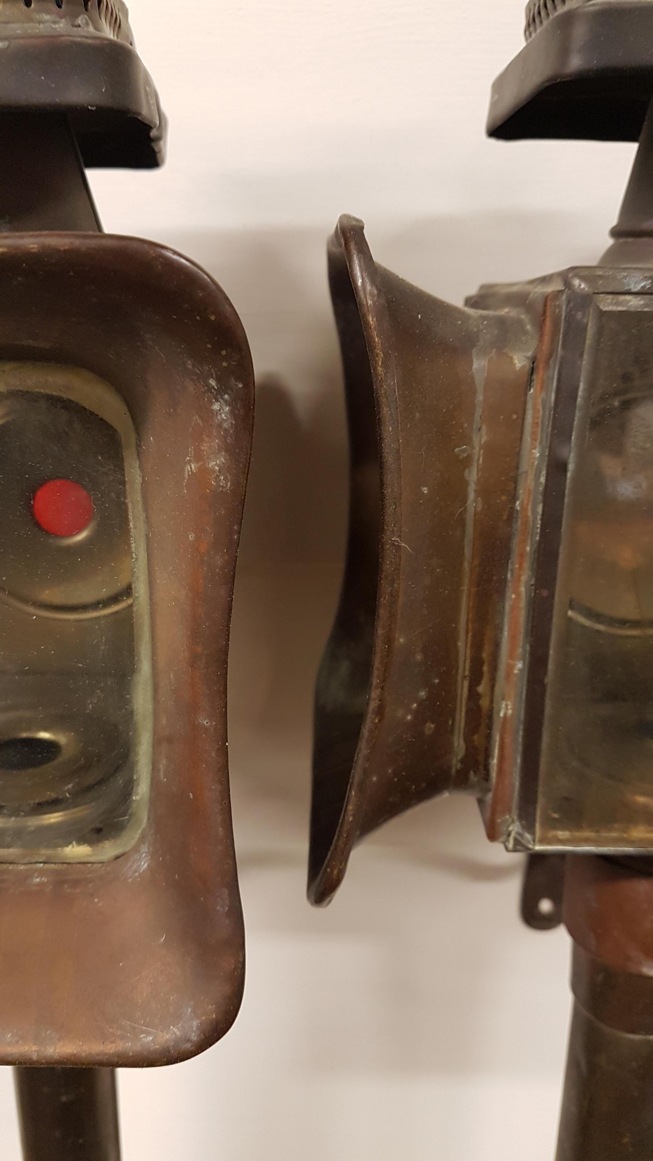 Pair of Brass and Copper Carriage Lanterns 1