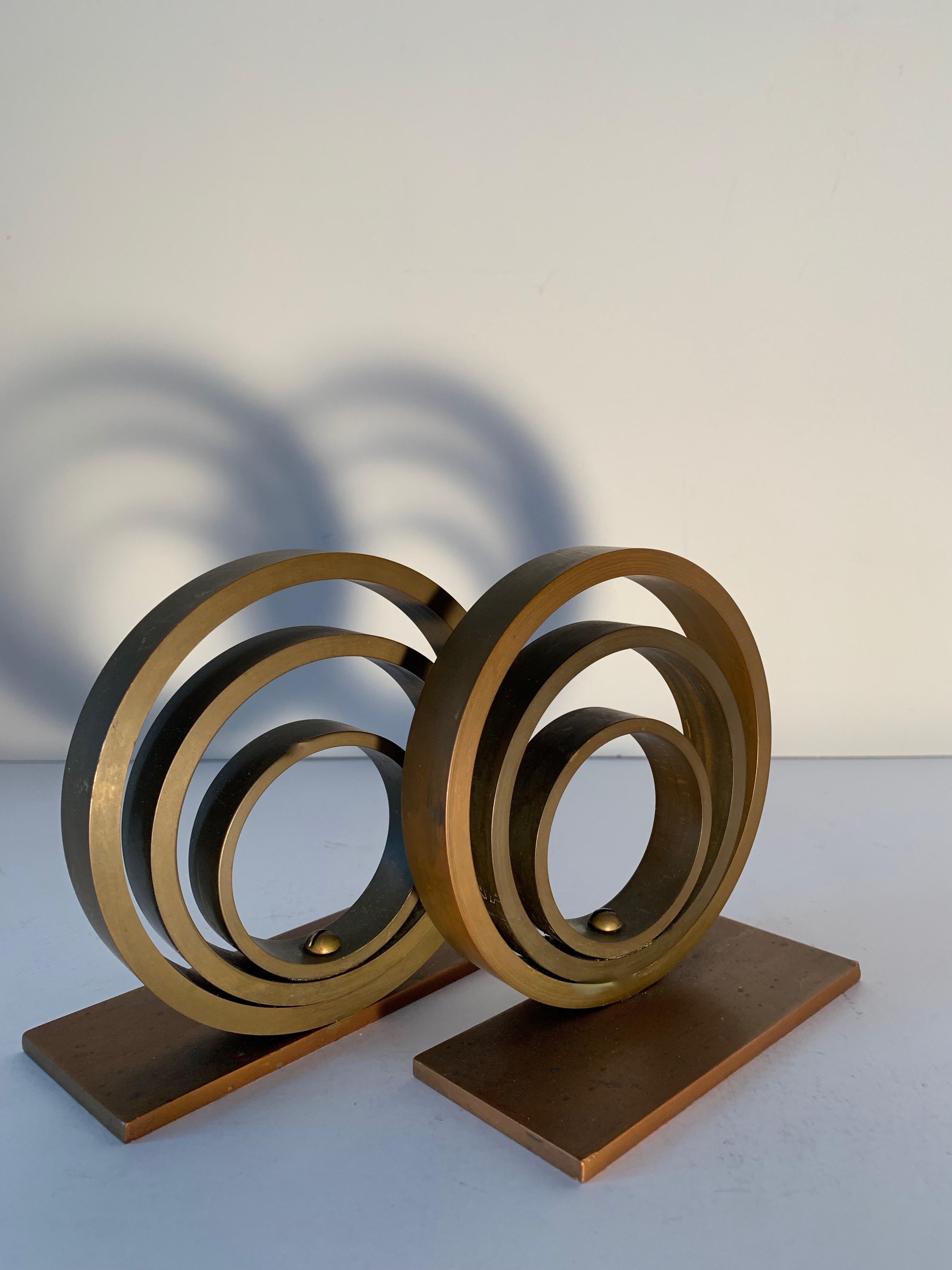 Pair of Brass and Copper Ring Bookends 3
