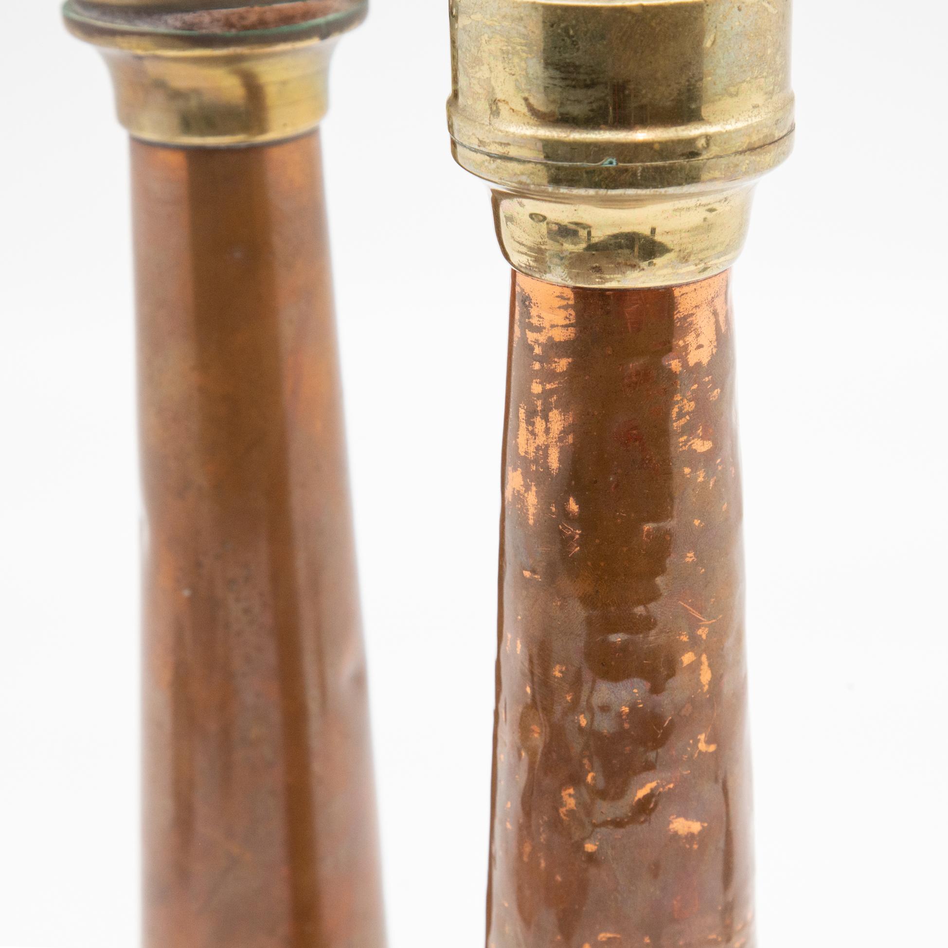 Pair of Brass and Copper Vintage Fire Hose Nozzles In Fair Condition In New York, NY
