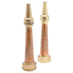 Pair of Brass and Copper Vintage Fire Hose Nozzles