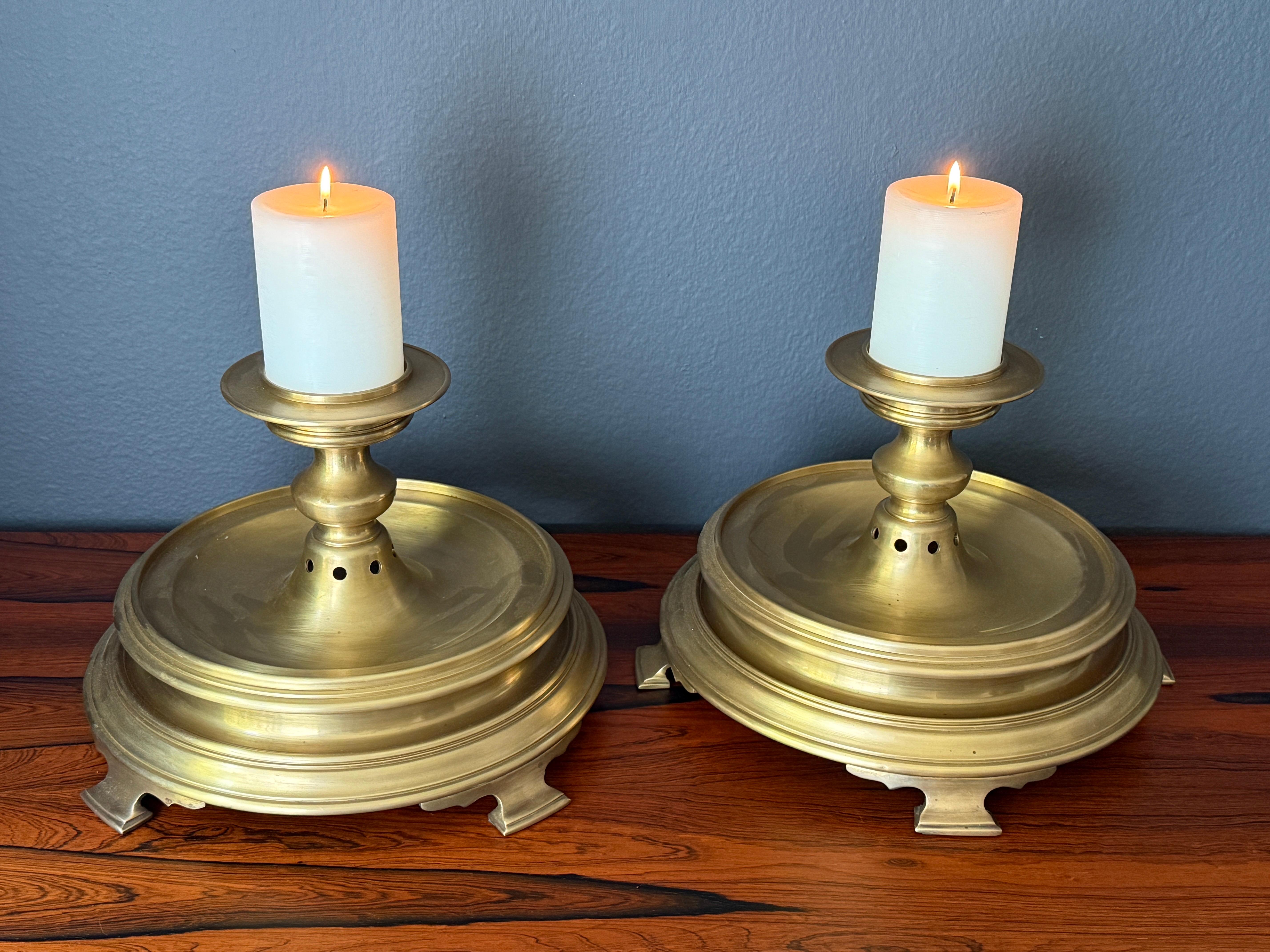 Pair of Brass and Crystal Hurricanes by Chapman For Sale 8