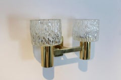 Pair of Brass and Crystal Wall Lamps designed by Carl Fagerlund for Orrefors