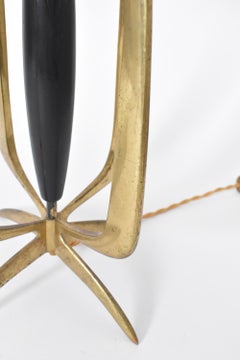 Pair of brass and ebonised wood lamps, 1960s