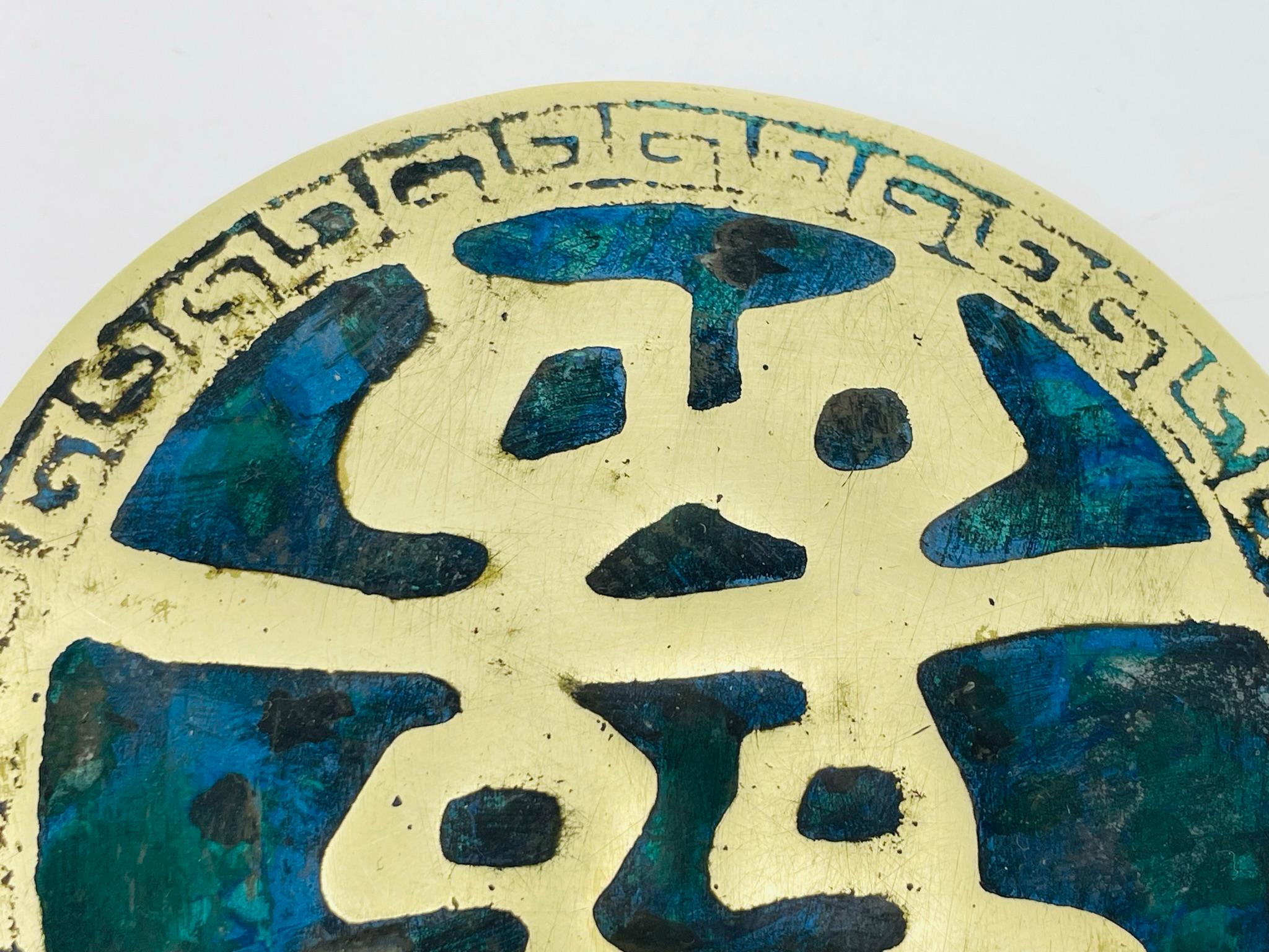 Pair of Brass and Enamel Door Pulls by Pepe Mendoza, Mexico, 1958 For Sale 4