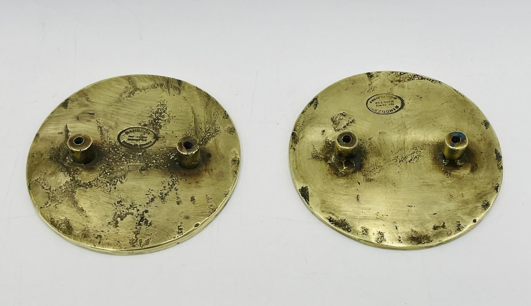 Pair of Brass and Enamel Door Pulls by Pepe Mendoza, Mexico, 1958 For Sale 5