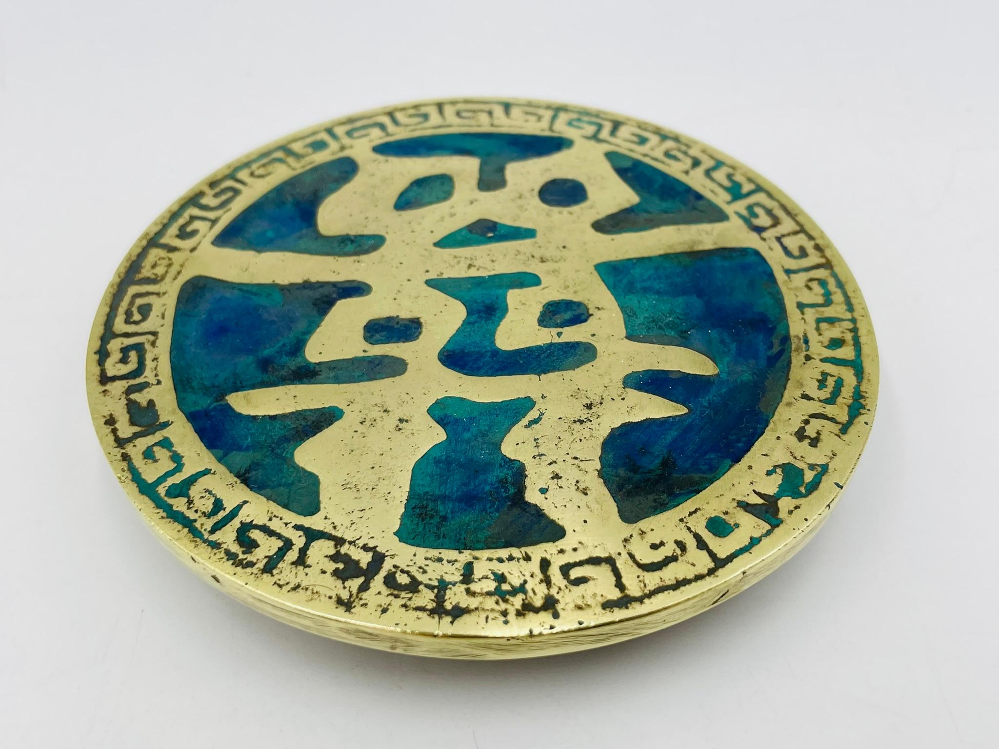 Enameled Pair of Brass and Enamel Door Pulls by Pepe Mendoza, Mexico, 1958 For Sale