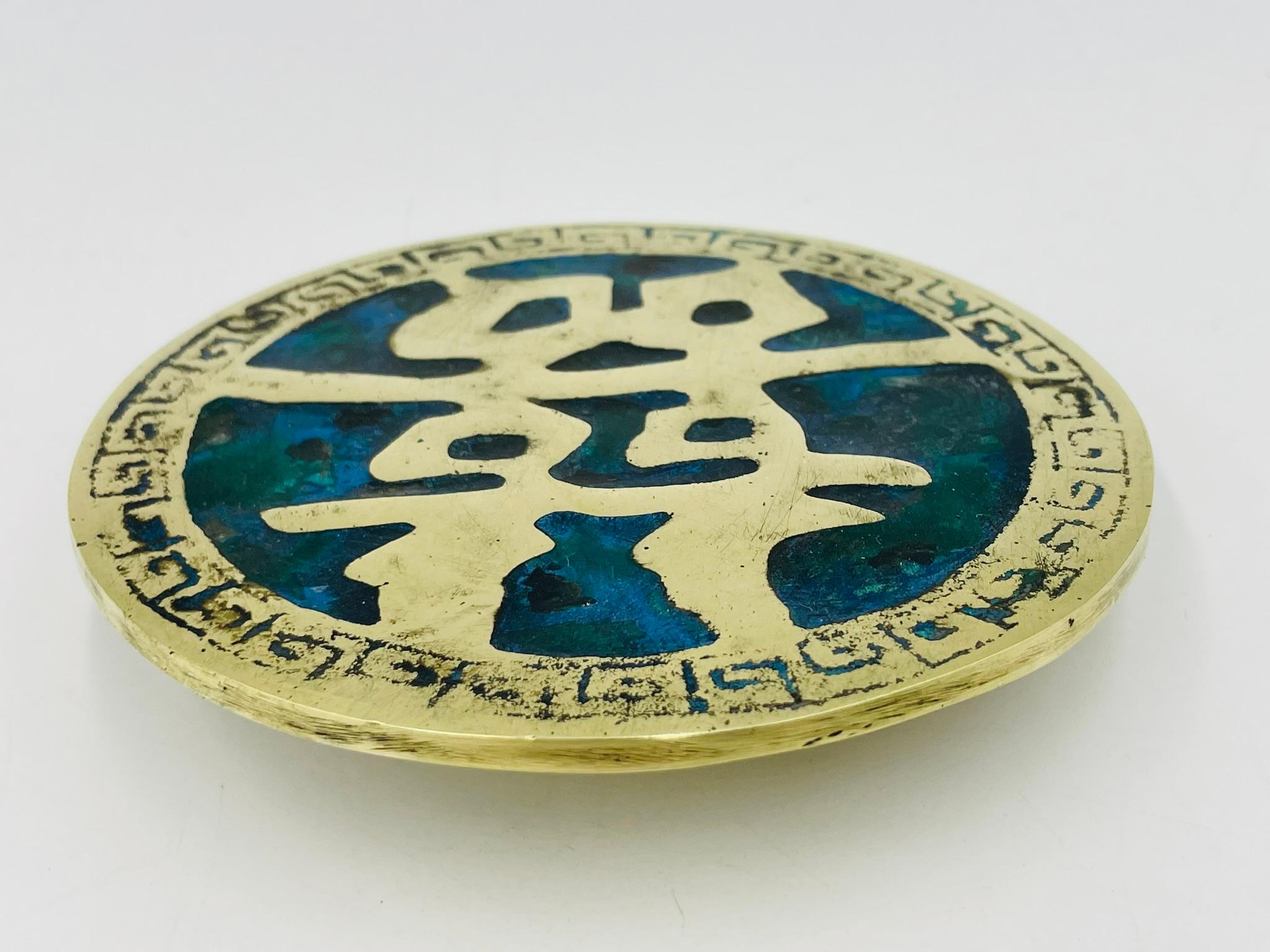 Mid-20th Century Pair of Brass and Enamel Door Pulls by Pepe Mendoza, Mexico, 1958 For Sale