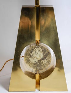 Pair of Brass and Fractal Resin Table Lamps