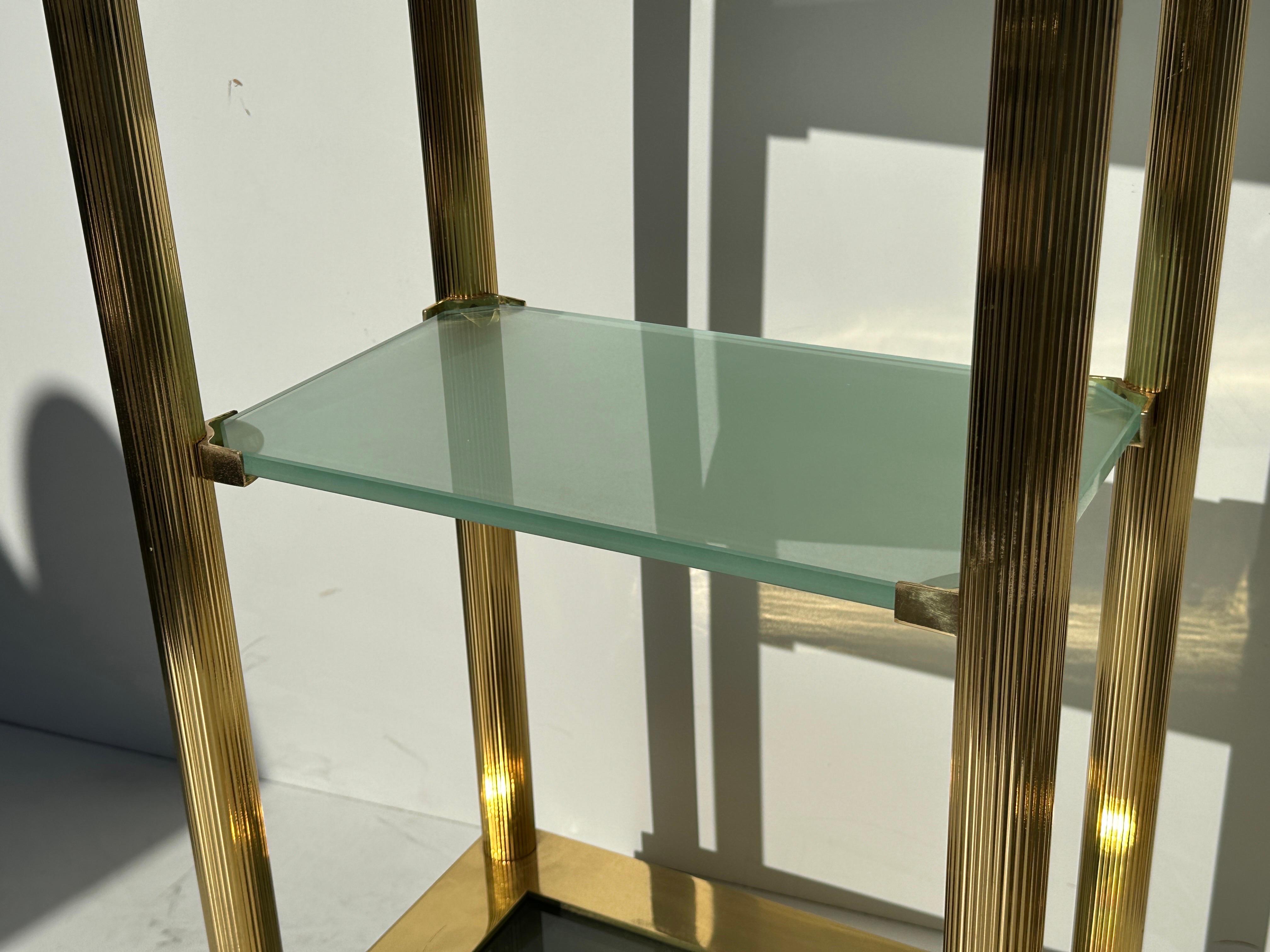 Pair of Brass and Frosted Glass Etageres  For Sale 5