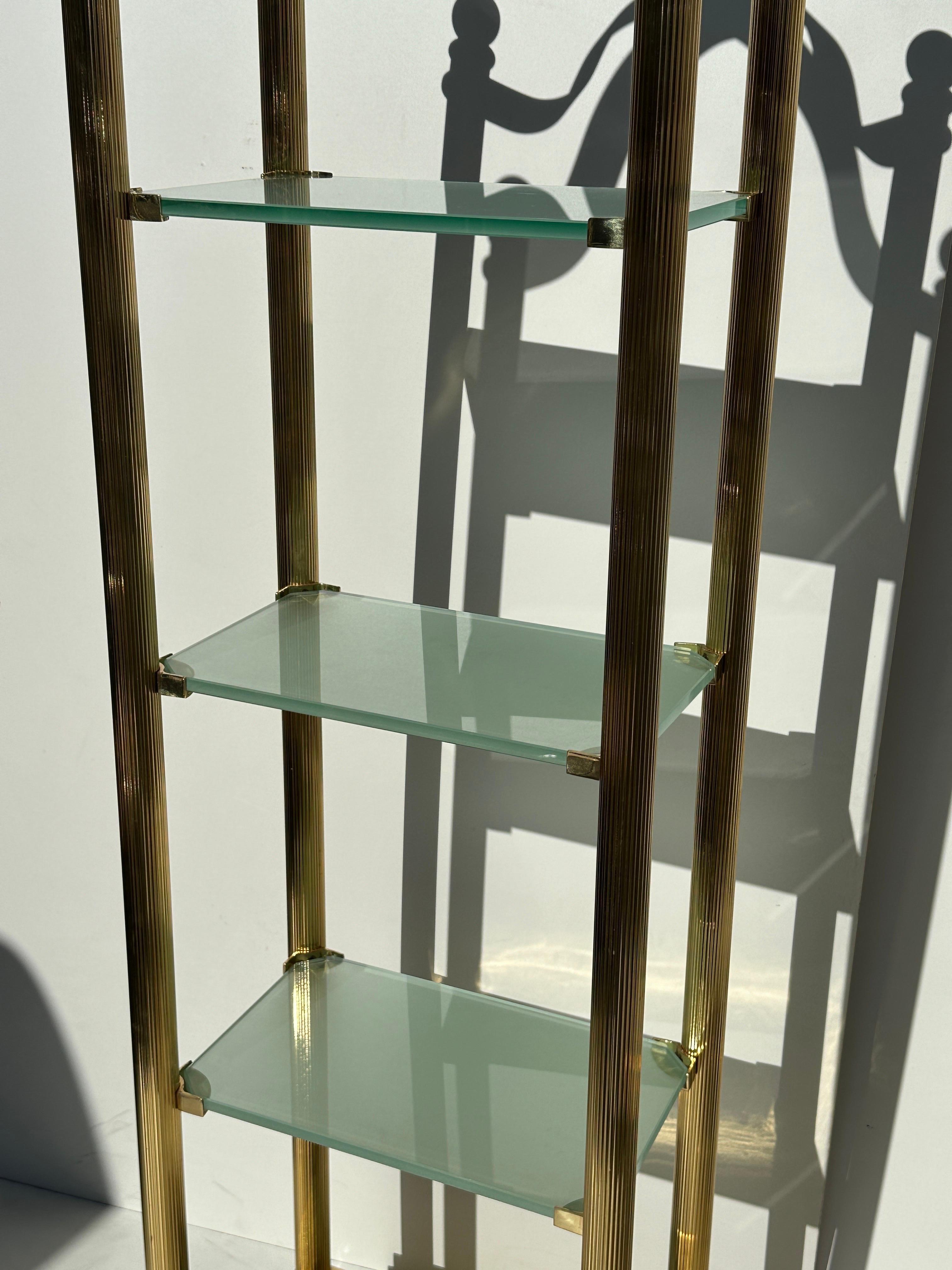 Pair of Brass and Frosted Glass Etageres  For Sale 1