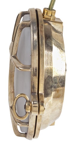 Pair of Nautical Brass and Frosted Glass Ship's Passageway Lights
