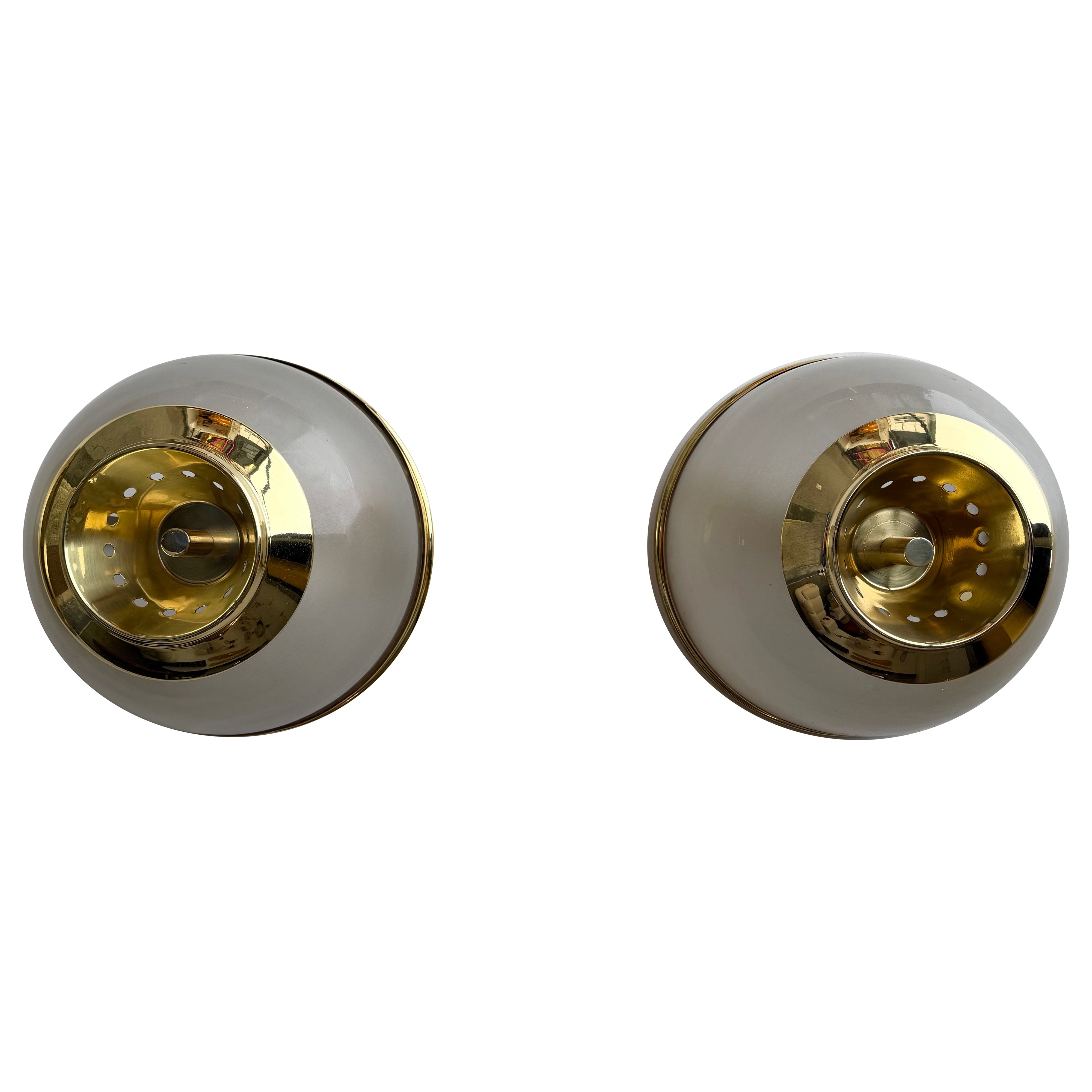 Pair of Brass and Glass Azucena Sconces by Luigi Caccia Dominioni, Italy, 1960s For Sale