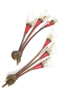 Pair of Brass and Glass Bouquet Wall Lights Maison Lunel, France, 1950s