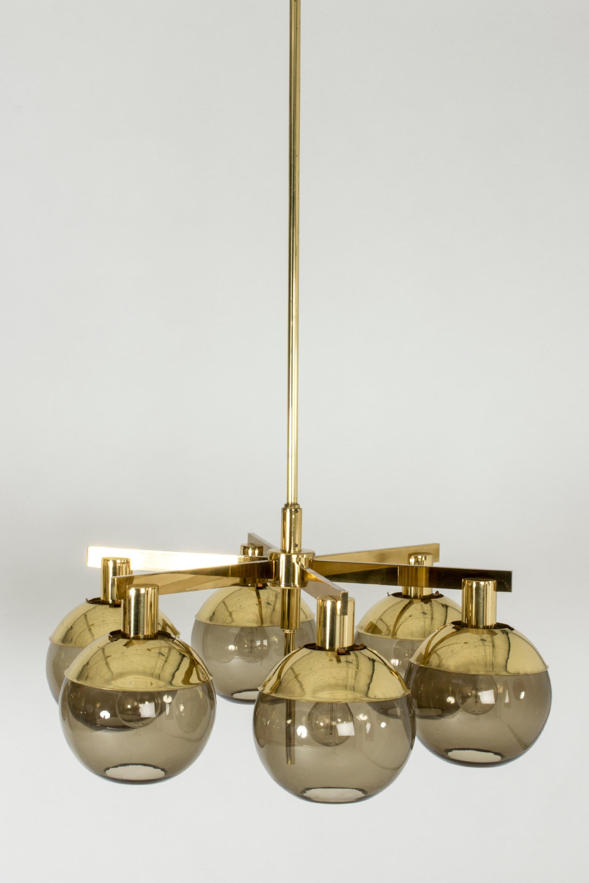 Swedish Pair of Brass and Glass Chandeliers by Hans-Agne Jakobsson For Sale