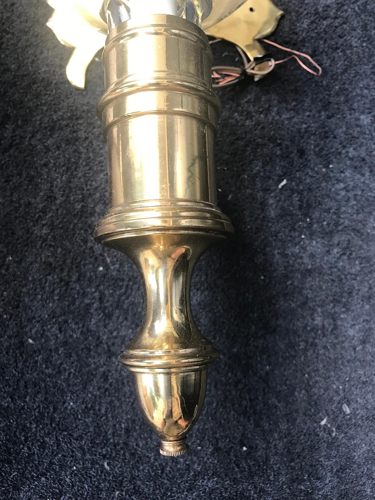 Pair of Brass and Glass Chapman Hurricane Sconces, circa 1970s 1